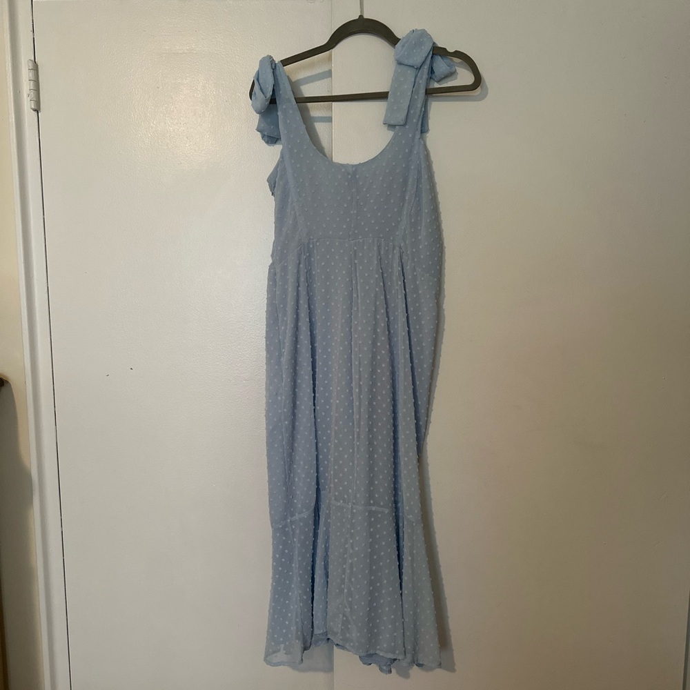 Lulu's Blue Pleated Midi Sundress for Weddings